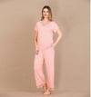 Arias Closet Viskon Şık Tasarım Dantel İşlemeli Açık Pembe Kısa Kol Pijama Takımı