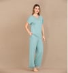 Arias Closet Viskon Şık Tasarım Dantel İşlemeli Mint Yeşil Kısa Kol Pijama Takımı