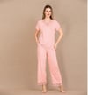 Arias Closet Viskon Şık Tasarım Dantel İşlemeli Açık Pembe Kısa Kol Pijama Takımı