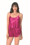 Arias Closet Vişne Saten Babydoll Şort Takımı