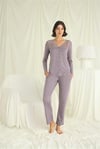 Arias Closet Yakası Kolu ve Omzu Dantelli Boydan Düğmeli Pijama Takımı