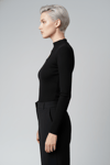 Balıkçı Yaka Kaşkorse Cut Out Detaylı Bluz - Siyah