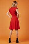 Bisiklet Yaka Volanlı Kırmızı Kaşkorse Elbise