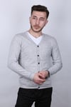 Düz Kırçıllı Düğmeli Erkek Günlük Hırka