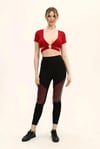 Kadın Bordo Renkli Ön Halka Ve Şeritli Crop Top