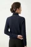 Kadın Lacivert Pamuklu Boğazlı Balıkçı Yaka Şardonlu İnce Kazak Slim Fit Bluz