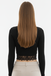 Kaşkorse Dantelli Crop Bluz - Siyah