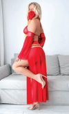 Kırmızı Peçeli Seksi Dansöz Kostümü