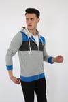 Parçalı Kapşonlu Fermuarlı Erkek Günlük Sweatshirt