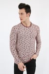 Rakam Baskılı Sıfır Yaka Erkek Günlük Sweatshirt