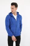Üç İplik Düz Kapşonlu Fermuarlı Kanguru Cepli Erkek Günlük Sweatshirt