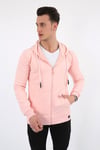 Üç İplik Düz Kapşonlu Fermuarlı Kanguru Cepli Erkek Günlük Sweatshirt