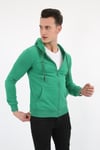 Üç İplik Düz Kapşonlu Fermuarlı Kanguru Cepli Erkek Günlük Sweatshirt