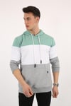 Üç Şardonlu Kapşonlu Parçalı Kanguru Cepli Erkek Günlük Sweatshirt