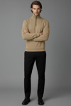 Unisex Kışlık Açık Kahve Yarım Fermuarlı Dik Yaka 2 İplik Basic Sweatshirt