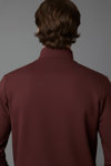 Unisex Kışlık Bordo Yarım Fermuarlı Dik Yaka 2 İplik Basic Sweatshirt