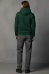Unisex Kışlık Koyu Yeşil Üç İplik Şardonlu Pamuklu Kalın Basic Kapüşonlu Hoodie Sweatshirt