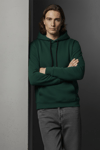 Unisex Kışlık Koyu Yeşil Üç İplik Şardonlu Pamuklu Kalın Basic Kapüşonlu Hoodie Sweatshirt