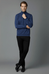 Unisex Kışlık Mavi Yarım Fermuarlı Dik Yaka 2 İplik Basic Sweatshirt
