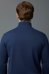 Unisex Kışlık Mavi Yarım Fermuarlı Dik Yaka 2 İplik Basic Sweatshirt