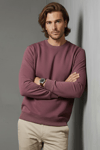 Unisex Kışlık Mürdüm Rengi Üç İplik Şardonlu Kalın Bisiklet Yaka Sweatshirt