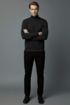 Unisex Kışlık Siyah Yarım Fermuarlı Dik Yaka 2 İplik Basic Sweatshirt