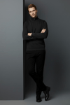 Unisex Kışlık Siyah Yarım Fermuarlı Dik Yaka 2 İplik Basic Sweatshirt