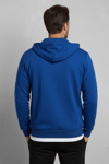 Unisex Saks Mavi Oversize Kalıp 2 İplik Kapüşonlu Fermuarlı Sweatshirt Ceket Hırka