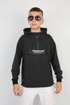 Yarım Fermuarlı Kapşonlu Baskılı Erkek Çocuk Günlük Sweatshirt