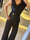 Beli Bağcıklı Bol Paça Saten Pantolon Kahverengi