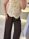 Beli Bağcıklı Bol Paça Saten Pantolon