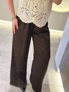 Beli Bağcıklı Bol Paça Saten Pantolon