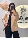 Kapak Cepli Süet Görünümlü Blazer Ceket Bej