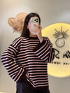Oversize Çizgili Triko Kazak