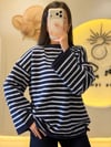 Oversize Çizgili Triko Kazak