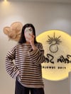 Oversize Çizgili Triko Kazak