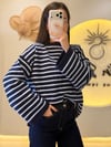 Oversize Çizgili Triko Kazak