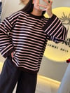 Oversize Çizgili Triko Kazak