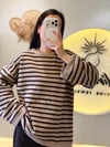 Oversize Çizgili Triko Kazak