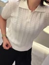Polo Yaka Düğmeli Ajurlu Triko