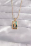 316L Çelik Gold Renk Karışık Mineli El Figür Tarot Kolye