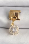 316L Çelik Gold Renk Sallantı Daire Zirkon Taşlı Nomination Charm