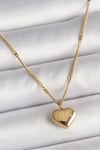 316L Çelik Gold Renk Zincir Love İşlemeli Kalp Figür Kadın Kolye