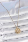 316L Çelik Gold Renk Zincr Mavi Taşlı Lotus Model Kadın Kolye
