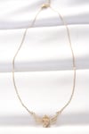 316L Çelik Gold Renk Zirkon Taşlı Kalpli Kanat Kolye