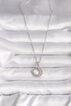 316L Çelik Gümüş Renk Zirkon Taşlı Beyaz Sedefli Hilal Model Kadın Kolye