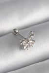 316L Çelik Gümüş Renk Zirkon Taşlı Kelebek Tragus Piercing