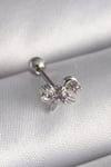 316L Çelik Gümüş Renk Zirkon Taşlı Kurdele Tragus Piercing