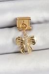 316L Çelik Sallantılı Zirkon Taşlı Fiyonk Model Gold Renk Nomination Charm