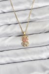 316L Çelik Zincir Gold Renk Teddy Bear Model Zirkon Taşlı Kadın Kolye